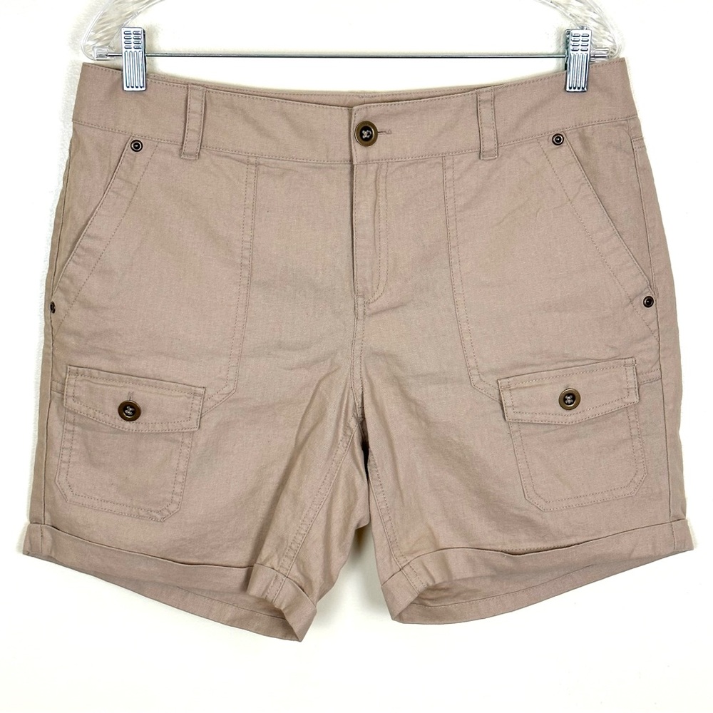 NEW YORK & COMPANY Women’s New Linen Blend Cargo Style Shorts, Size 10